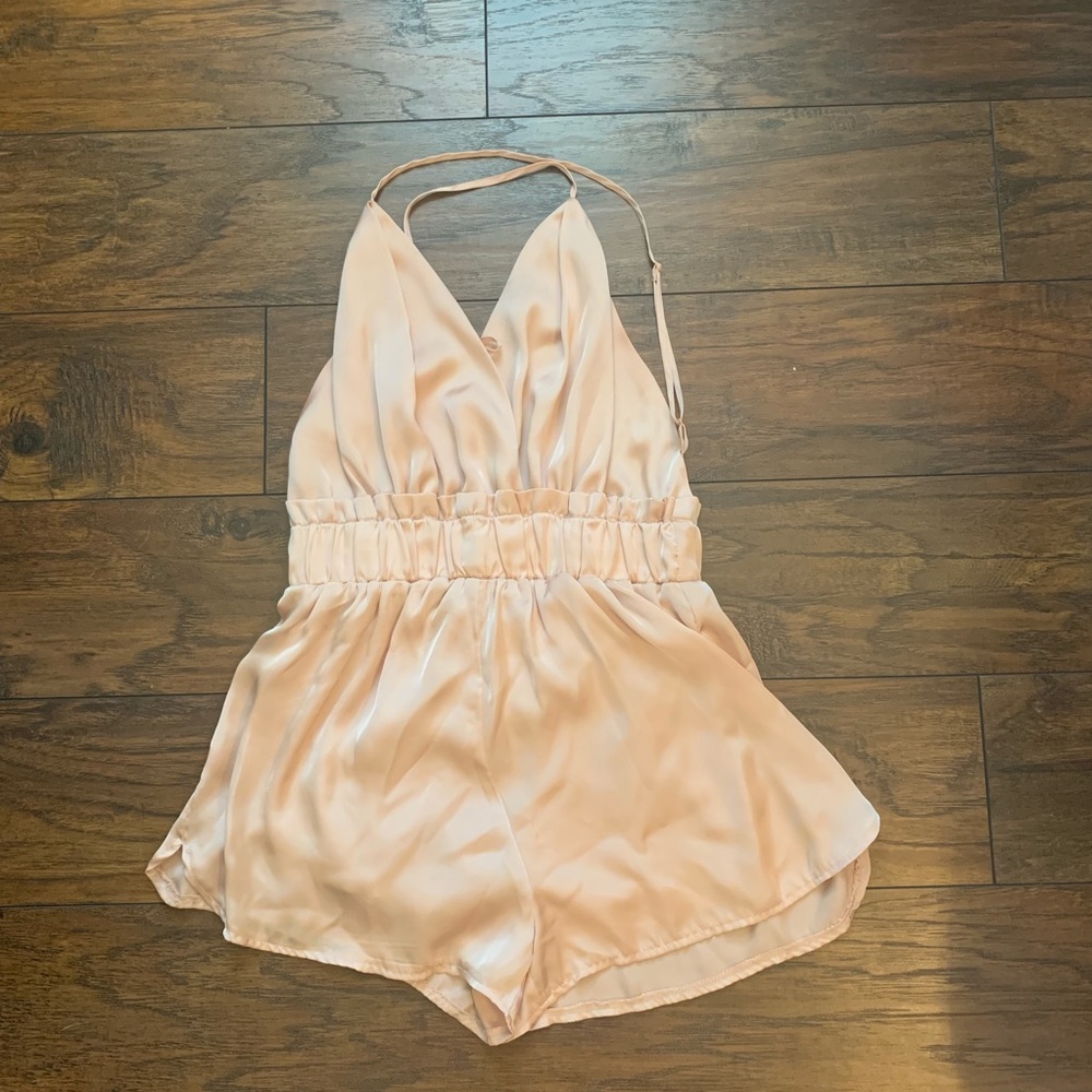 Satin backless romper
